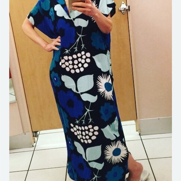 MARIMEKKO for Target Womens Long Kaftan Dress - Kukkatori Print - Blue S/M - Picture 7 of 7